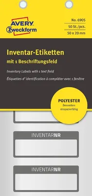 Produktbild von Inventar-Etiketten 50x20mm VE=5x10 Bogen/50 Etiketten schwarz