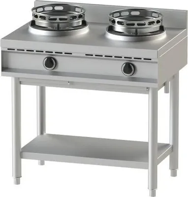 Produktbild von KBS Gas Wokherd 2 Brenner Standgerät 2X13Kw 900x600 x850 mm Pilotflamme