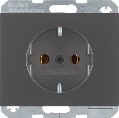 Productafbeelding van Berker stopcontact, Schuko, type K.1, antraciet, mat, gelakt, 1 stuk.