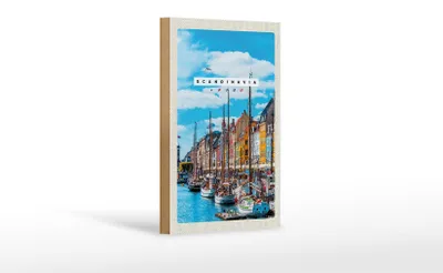 Produktbild von Holzschild Reise 12x18 cm Skandinavien Schiffstour Urlaub Meer