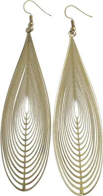 Produktbild von Mode Frauen aushöhlen mehrfarbige Wassertropfen baumeln Haken Ohrringe Schmuck Geschenk-Golden