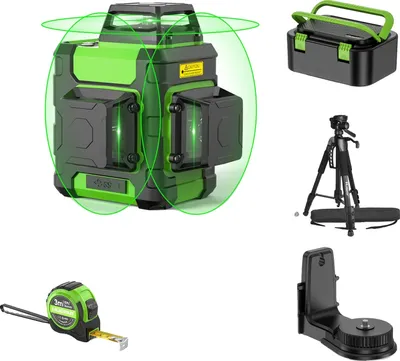 Image de Faisceau vert Niveau laser, projection de 12 lignes, fonction d'autonivellement, Avec trépied