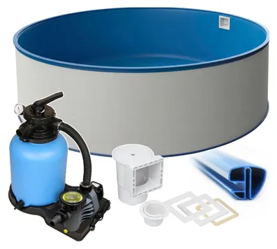 Produktbild von Rund Pool Ø 500 x 120 cm I STARTER SET I Poolfolie blau 0,6 mm I Filteranlage I SPEZIAL Handlauf