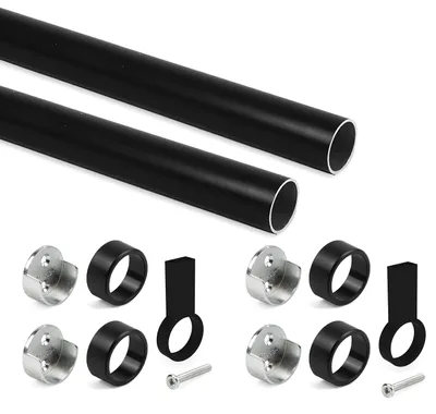 Garderobenstangen-Set Ø28 mm, 1150 mm, schwarz, 2 Stück