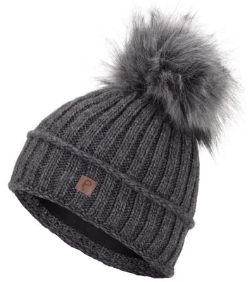 Immagine prodotto di Faera cappello invernale caldamente foderato con Pelliccia sintetica bobble hat fodera in pile cappello invernale lavorato a maglia cappello beanie signore uomini taglia unica grigio chiaro