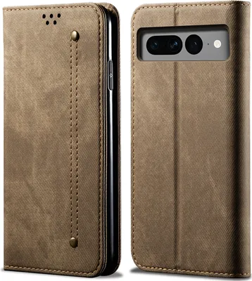 Obrázek produktu pro Pouzdro Google Pixel 8 Pro, kožené flipové pouzdro typu kniha se stojánkem pro Google Pixel 8 Pro Khaki