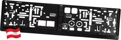 Produktbild von Nummernschildhalter "Österreich", mit integrierter Werbeleiste, Schwarz, Bedruckung individueller Druck, Verpackungseinheit: 100 STK