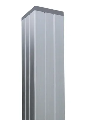 Produktbild von Ligna-Gard Steckzaunpfosten Vorgartenzaun Aluminium 6,8 x 6,8 x 97 cm Silber 3 Nuten für Steckzaunelemente inkl. Pfostenkappe