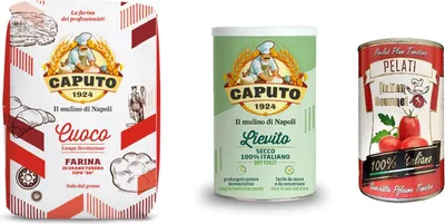 Produktbild von Farina Molino Caputo Cuoco Pizza Napoli + Caputo Lievito Secco + Italian Gourmet 100% italienische geschälte Tomaten dosen 400g