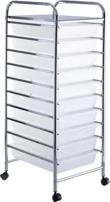 Image de Chariot avec tiroirs Chariot de salle de bain roll-conteneur Chariot de salle de bain avec 10 tiroirs empilables-transparent