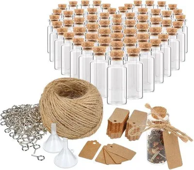 Produktbild von Famanu Mini Glasfläschchen 10 ml mit Zubehör zum Beschriften – Transparent