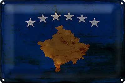 Produktbild von Blechschild Flagge Kosovo 18x12cm Flag of Kosovo Rost