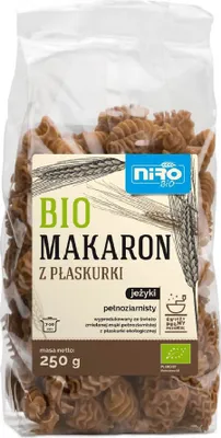 Zdjęcie produktu dla MAKARON (Z PŁASKURKI) PEŁNOZIARNISTY JEŻYKI250 g - NIRO