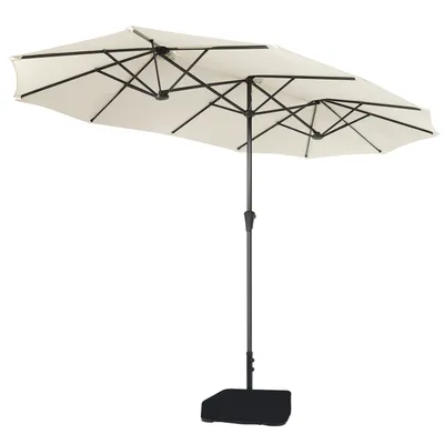 Produktbild von Sekey Doppelsonnenschirm 400 x 220 cm Oval Gartenschirm mit Ständer UV Schutz 50 für Garten Terrasse Marktschirm, Creme