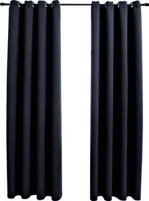 Produktbild von vidaXL Verdunkelungsvorhänge mit Metallösen 2 Stk. Schwarz 140x225 cm