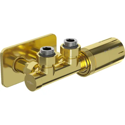 Obrázek produktu pro Mexen G05 termostatická rohová souprava s krytkou S, Duplex, DN50, zlatá - W907-958-910-50