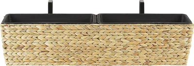 Produktbild von BELIANI Blumenkasten Sandbeige Wasserhyazinthe 80x20x18 cm rechteckig Balkonkasten Landhausstil Gartenaccessoires Gartenzubehör Gartendekoration