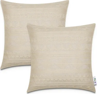 Produktbild von Kissenbezug Deko Kissenhülle Kissenbezüge Skandi Muster 2er Set Sofa Zierkissen