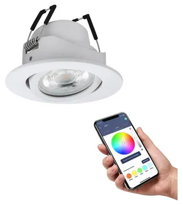 Productafbeelding van Eglo LED Smart Einbaustrahler Saliceto-Z Weiß Ø8,8cm 4,7W 440lm RGBTW 2700K-6500K Dimmbar App Google Alexa Bluetooth ZigBee