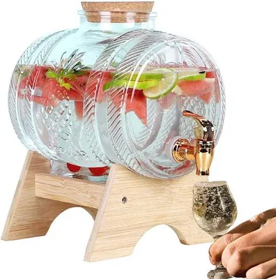 Image de Distributeur de boissons en verre pour jus et eau, 100 % étanche