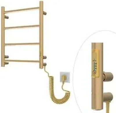 Immagine prodotto di ELNA Scaldasalviette Elettrico da Bagno Termosifone Scaldasalviette Oro PVD Acciaio Inox 35W 51x40 cm con Termostato mini