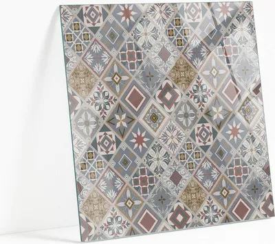Produktbild von Bedruckte Glas Tischplatte 60x60 cm – Glasplatte mit Motiv – Esstischplatte bedruckt – Sicherheitsglas mit Druck – Tischplatte Ersatz – pflegeleicht – modern – dekorativ – Motivglas – Glastisch modern – Glasplatte Kunst – Glastischplatte Nachbildung – Mosaikmuster mit Ornamenten