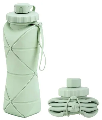 Produktbild von Faltbare Trinkflasche 600ml BPA-frei, Silikon Wasserflasche mit auslaufsicherem Deckel & Trageschlaufe
