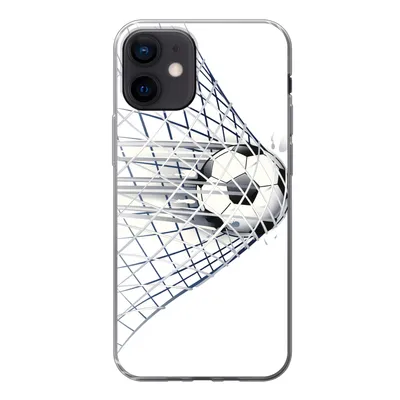 Produktbild von MuchoWow® Handyhülle Schutzhülle Hülle für iPhone 12 Eine Illustration eines Fußballs, der ins Tor geht - Jungen - Mädchen - Kinder Silikon Softcase Handy Hülle - Schutzhülle