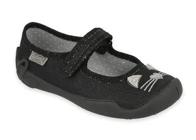 Produktbild von BEFADO Mädchen Hausschuhe Ballerinas Flexible Kätzchen, schimmernd, Klettverschluss Schwarz 28