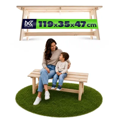 Produktbild von KADAX Parkbank aus Holz ohne Rückenlehne 119 cm, massive Terrassenbank
