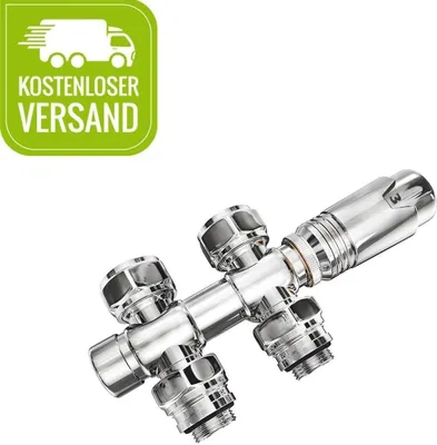Produktbild von Heilmetz Ventil-Armaturen Anschlussarmatur inkl. Thermostat M30x1.5mm, für Heizkörper, Handtuchtrockner, Universal Eck- und Durchgangsform Chrom, 7 Verstellgetriebe, φ16*G1/2 (4 Stück)