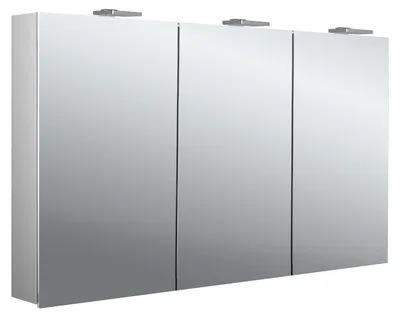 Image de emco pure 2 style Armoire de toilette avec éclairage LED avec 2 lampes à poser, 3 portes, 1300x726x258mm, 979705309