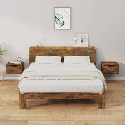 Zdjęcie produktu dla vidaXL Szafki nocne przyścienne 2 szt. Dąb wędzony 34x30x20 cm