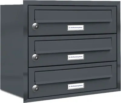Produktbild von 3er Briefkasten Anlage Unterputz Montage RAL 7016 Anthrazit