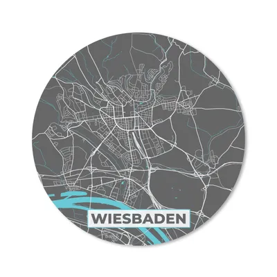 Produktbild von MuchoWow® Mauspad Mousepad Stadtplan - Deutschland - Blau - Wiesbaden - Karte 40x40 cm - Mousepads - Maus Mat - Pad - Mausunterlage - Schreibtisch Accessoires