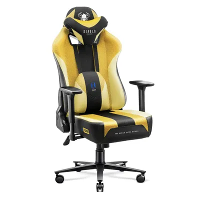 Obrázok produktu pre Diablo X-Player Herné kreslo Kancelárske kreslo Látka 3D podrúčky Ergonomický dizajn Krčný/bederný vankúš Dark Sunflower / žltá  King Size XL