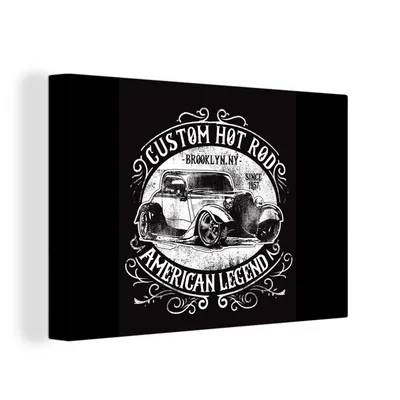 Produktbild von OneMillionCanvasses® - Leinwandbilder - 150x100 cm, Mancave - Oldtimer - Auto - Retro, Wandbilder Kunstdruck Wanddekoration