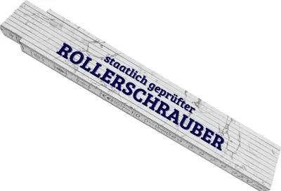 Produktbild von Rollerschrauber Meterstab aus Holz mit Marmorhintergrund
