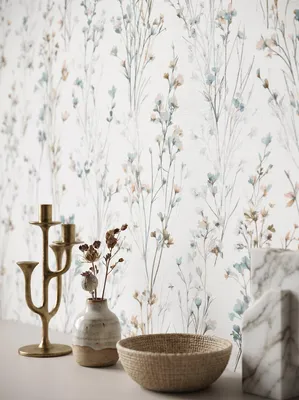 Newroom Vliestapete Lunara Hellgrün Blumen, Wohnbeispiel