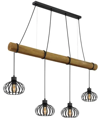 Produktbild von Hängeleuchte CALDWELL, Metall, Holz, Schwarz matt, höhenverstellbar