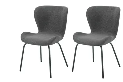Produktbild von Hela Tische, 2er SET Esszimmerstuhl Lagos - Bezug Webstoff Anthrazit - Rundrohrgestell Pulverbeschichtung - gebogender Sitz+Rücken - 140kg belastbar