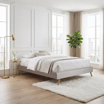 Produktbild von BETT BOREA MIT LATTENROST / 160x200 - Hellgrau