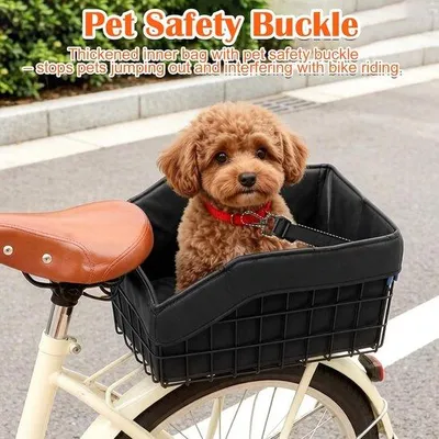 Produktbild von Fahrradkorb hinten - Gepäckträgerkorb - Fahrräder Einkaufen - Robuste Metallkonstruktion - 43,5 cm Länge - Schwarz