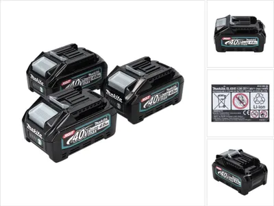 Produktbild von Makita Akku Set 3x BL 4040 40 V max. 4,0 Ah XGT Li-Ion Akku ( 3x 191B26-6 ) IP64 Schutzklasse mit LED Anzeige