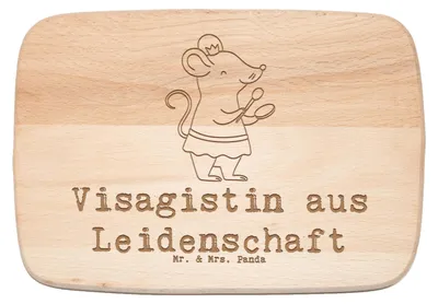 Produktbild von Mr. & Mrs. Panda Frühstücksbrett Visagistin Leidenschaft - Transparent - Geschenk, Spruch, Ausbildung, Schneidebrett, massivholzbrett, Beauty Salon, brotzeitbrettchen
