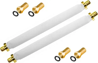 Produktbild von ARLI 2x Fensterdurchführung 20 cm – Selbstklebend + 4x F-Stecker vergoldet | SAT TV Flachkabel für Fenster & Türen