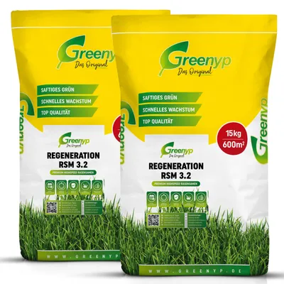 Produktbild von Greenyp® Turbo Nachsaat I RSM Rasensamen Nachsaat 3.2 I 20kg für 800m² I Schnellkeimender Rasen I Rasensaat Reparaturrasen Grassamen