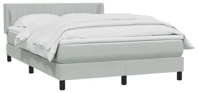 Imagen del producto de Cama con somier y colchón, color gris claro, 160x210 cm, tapizada en terciopelo