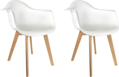 Image de Fauteuil Scandinave Blanc - Lot De 2