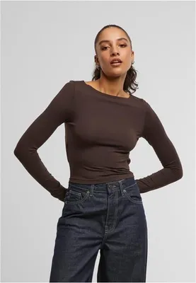 Obrázek produktu pro Dámské tričko s dlouhým rukávem Urban Classics Ladies Slim Fit Longsleeve warmbrown - L